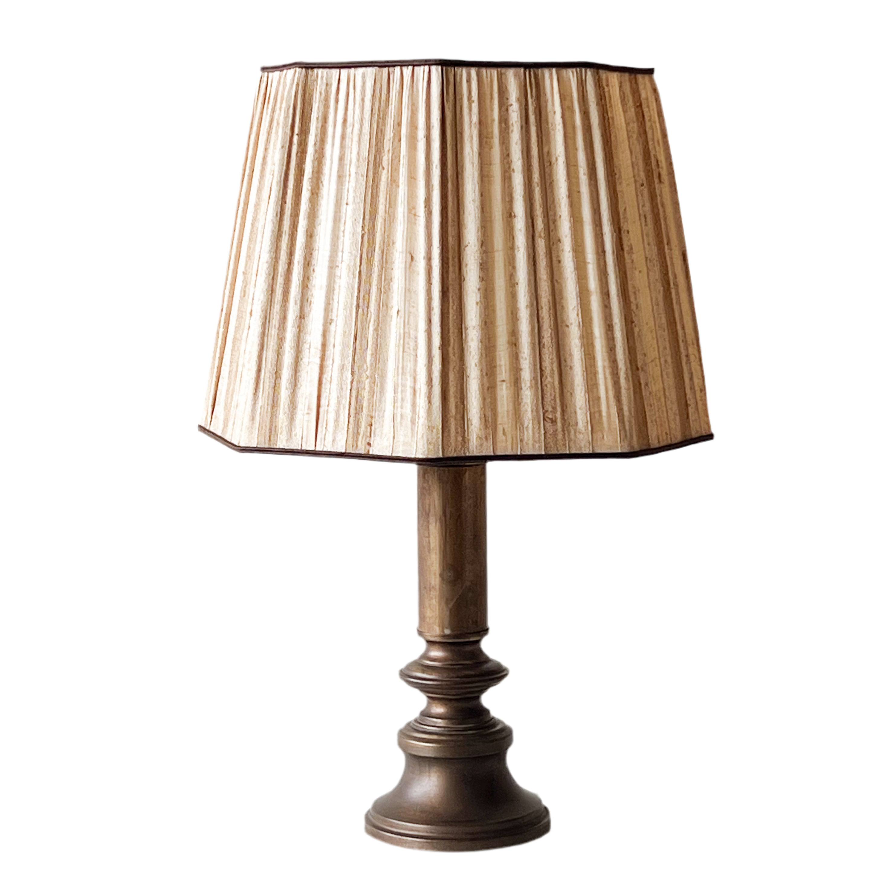 vintage tafellamp – geplooide kap - bronskleurige voet – uniek exemplaar Noii HOME