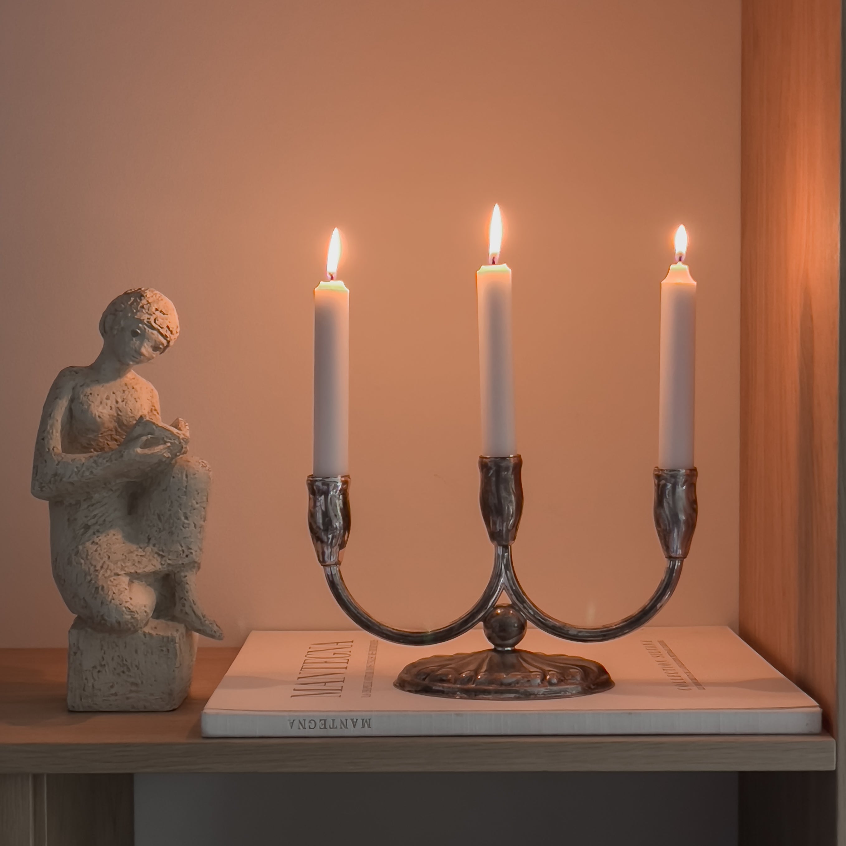 vintage verzilverde kandelaar met drie armen – Quist, Duitsland ca. 1950 Noii HOME