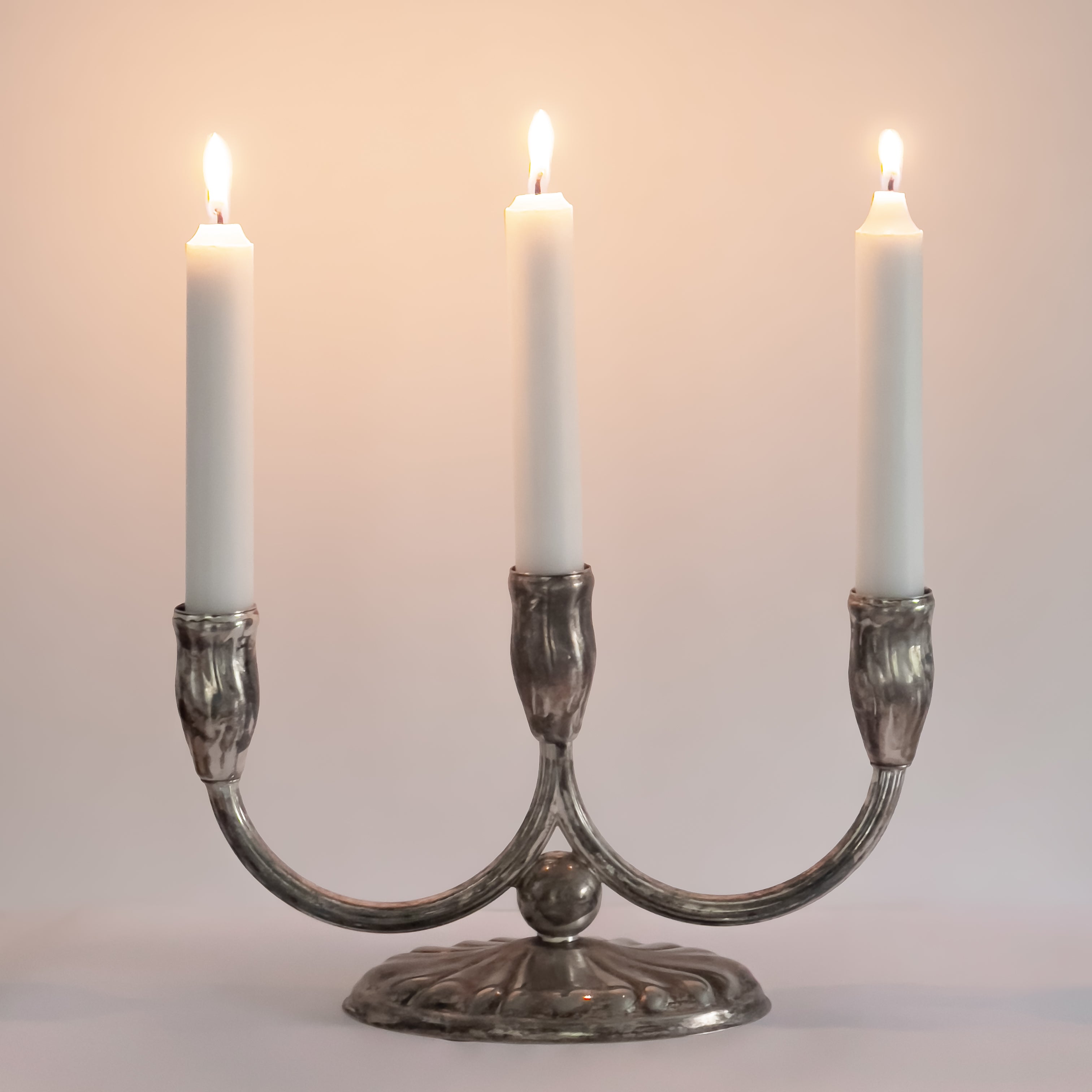 vintage verzilverde kandelaar met drie armen – Quist, Duitsland ca. 1950 Noii HOME