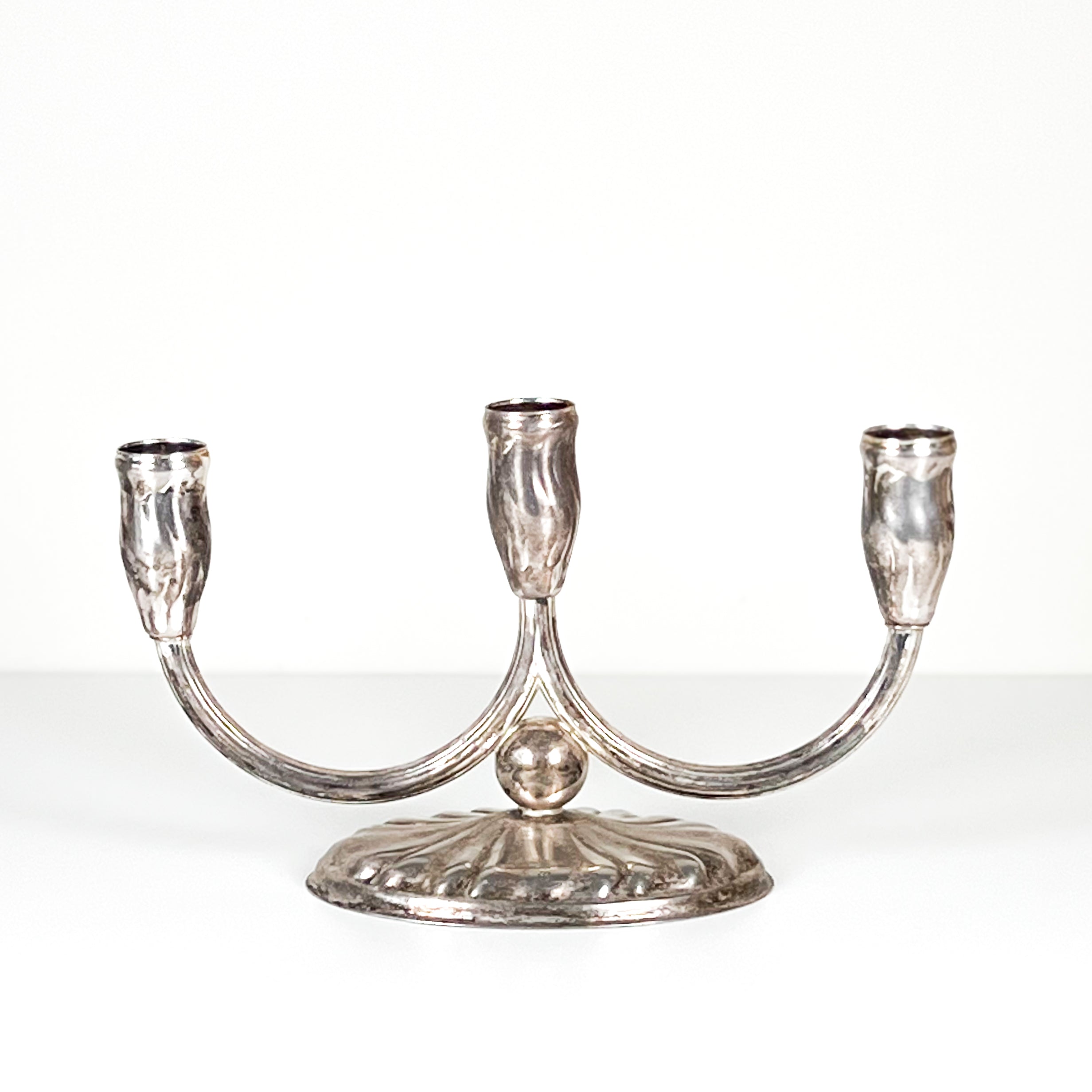 vintage verzilverde kandelaar met drie armen – Quist, Duitsland ca. 1950 Noii HOME