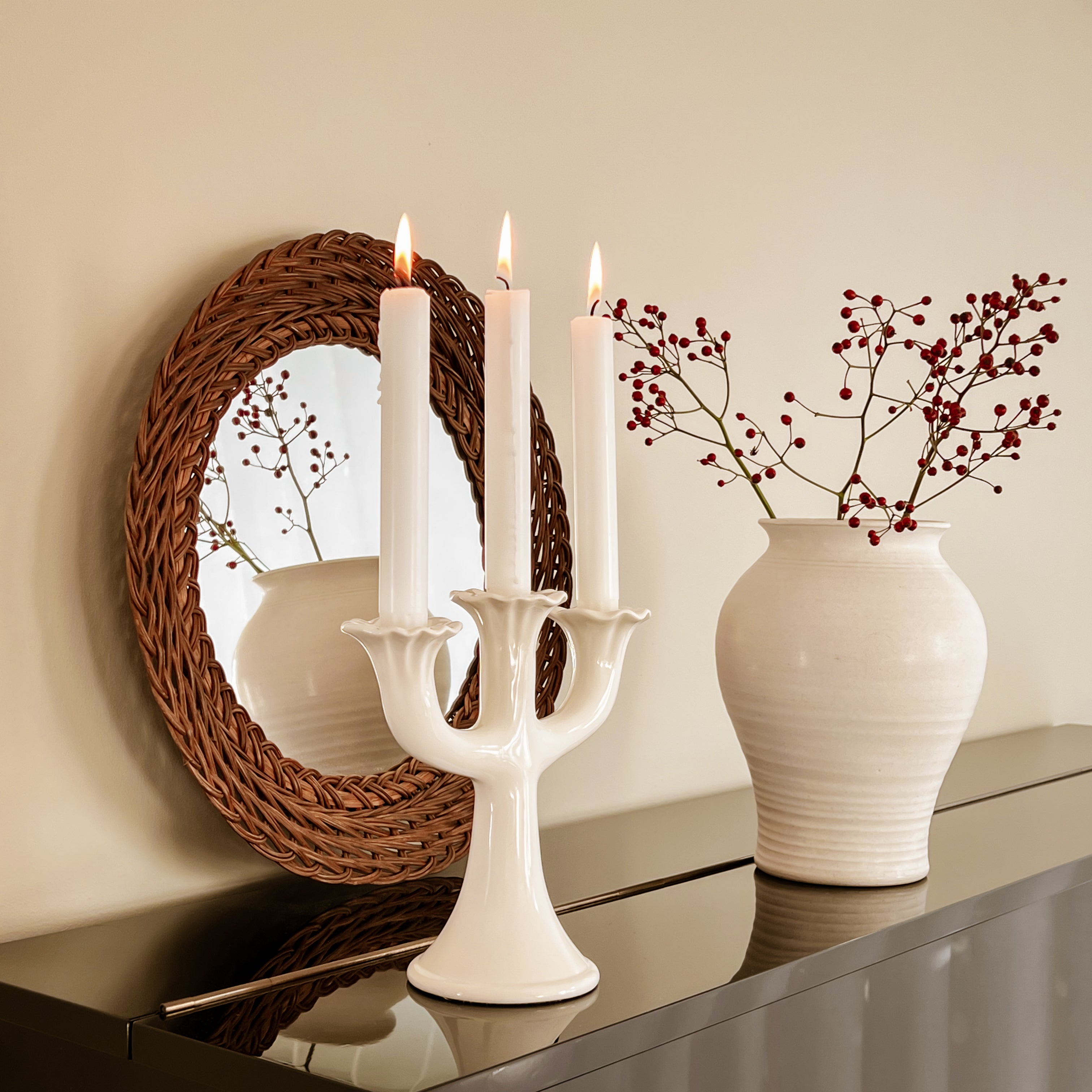 vitage keramieken 3 armige kandelaar Noii HOME