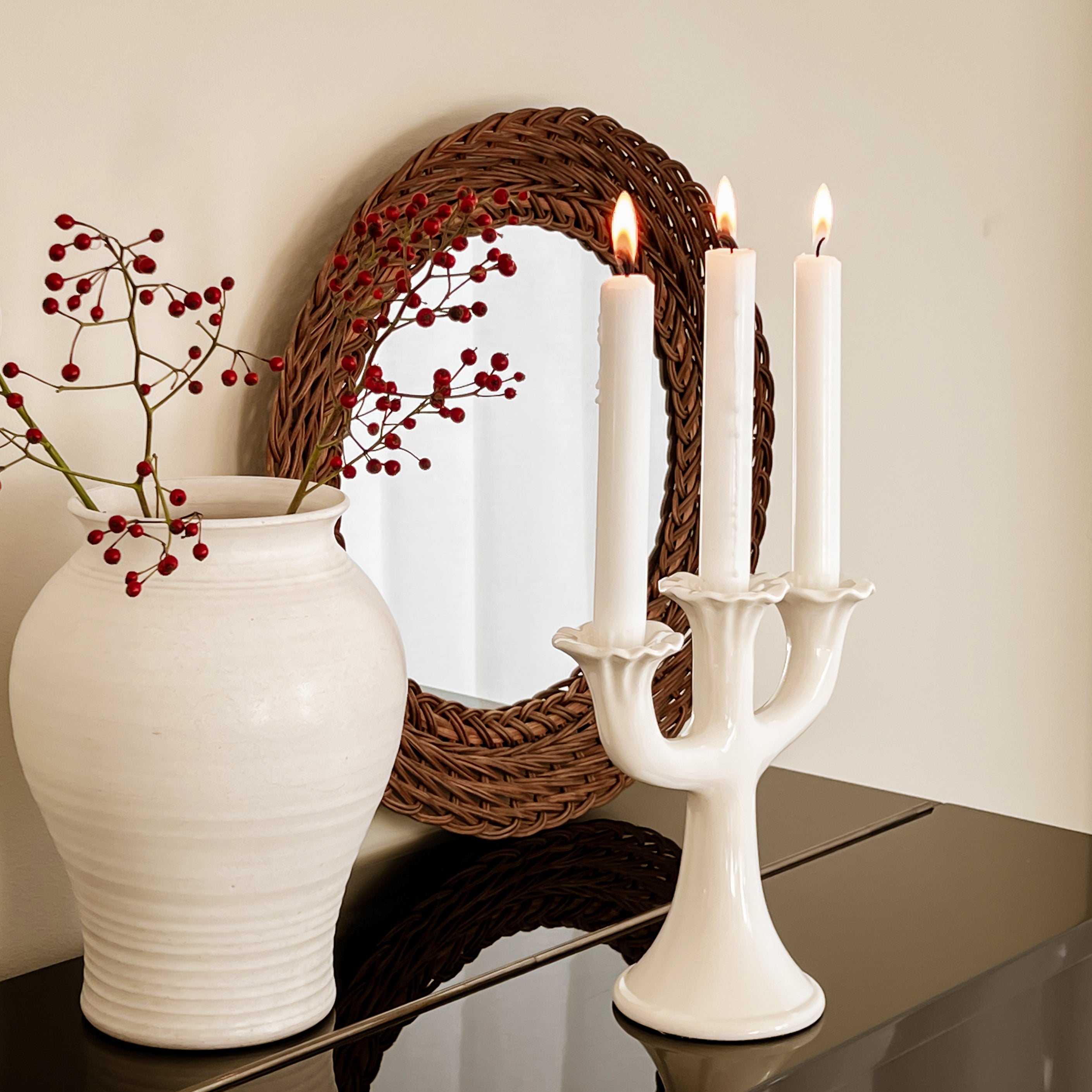 vitage keramieken 3 armige kandelaar Noii HOME