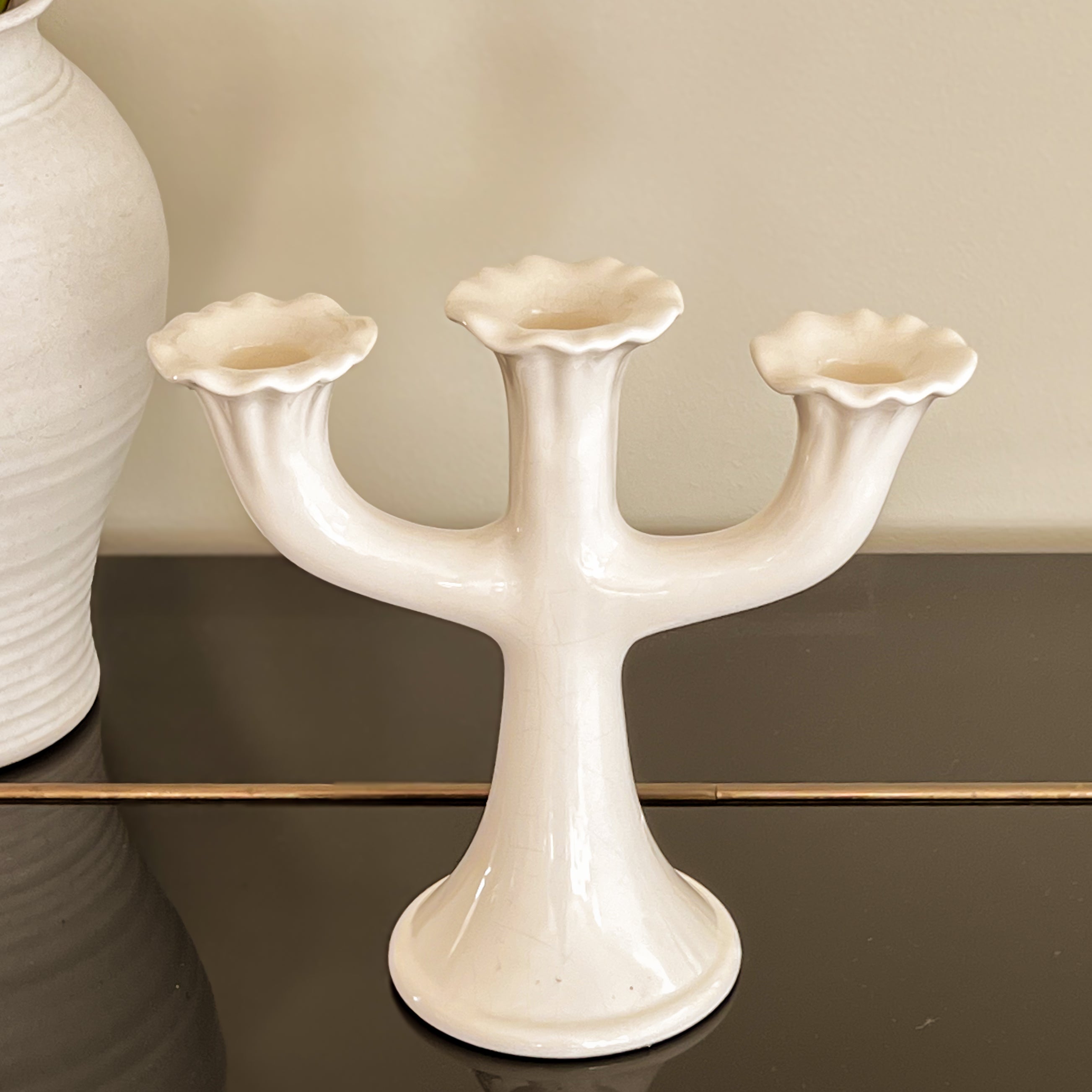 vitage keramieken 3 armige kandelaar Noii HOME