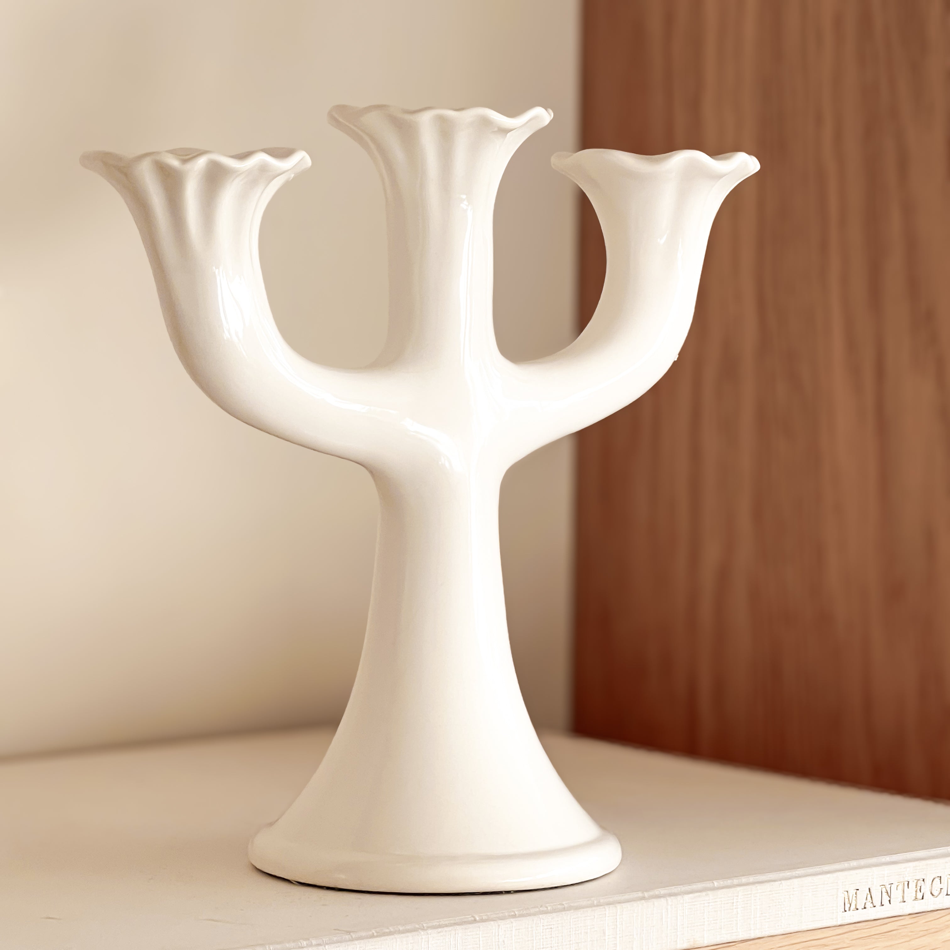 vitage keramieken 3 armige kandelaar Noii HOME