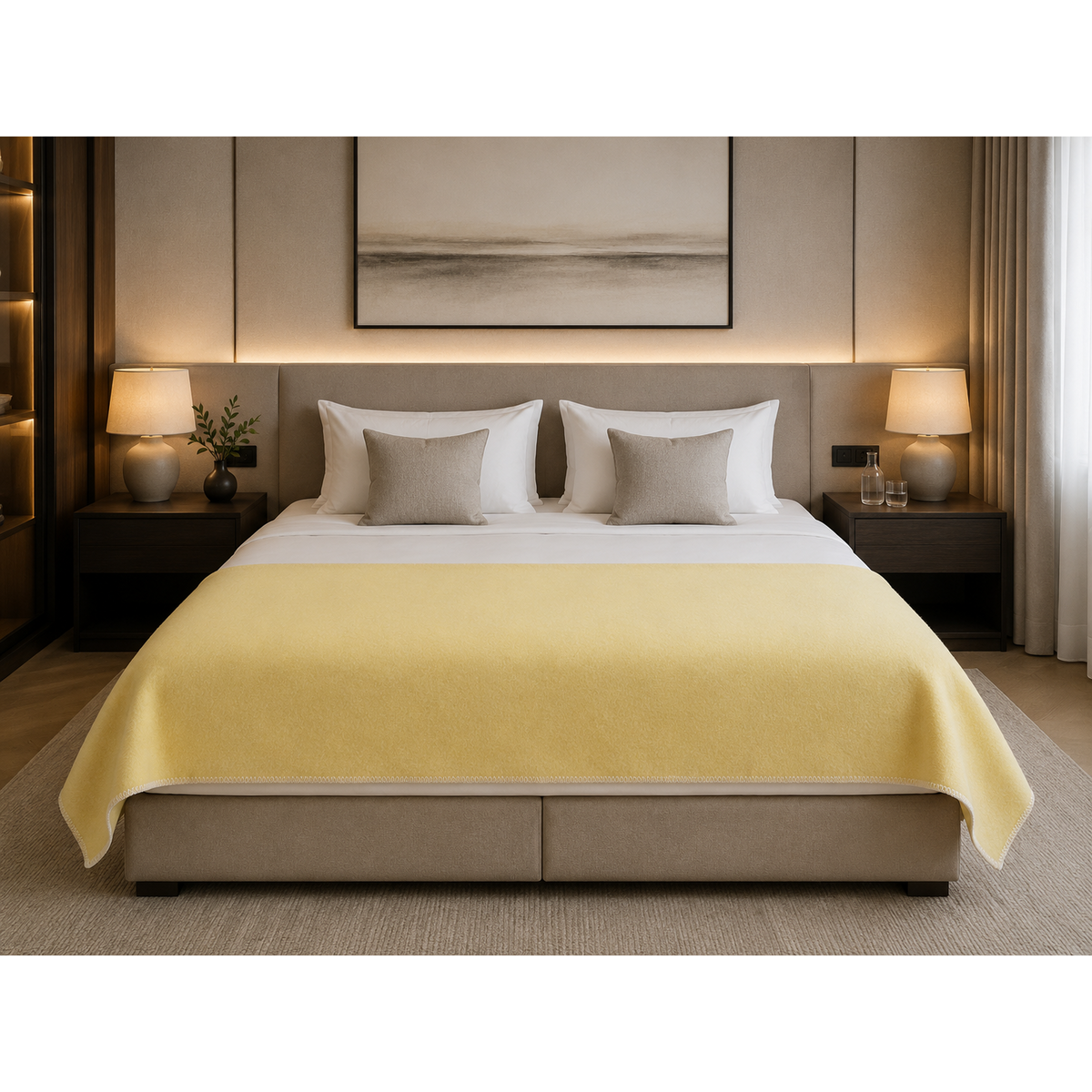 Wollen bedloper LEMON - 130 x 250 cm MoST Blankets