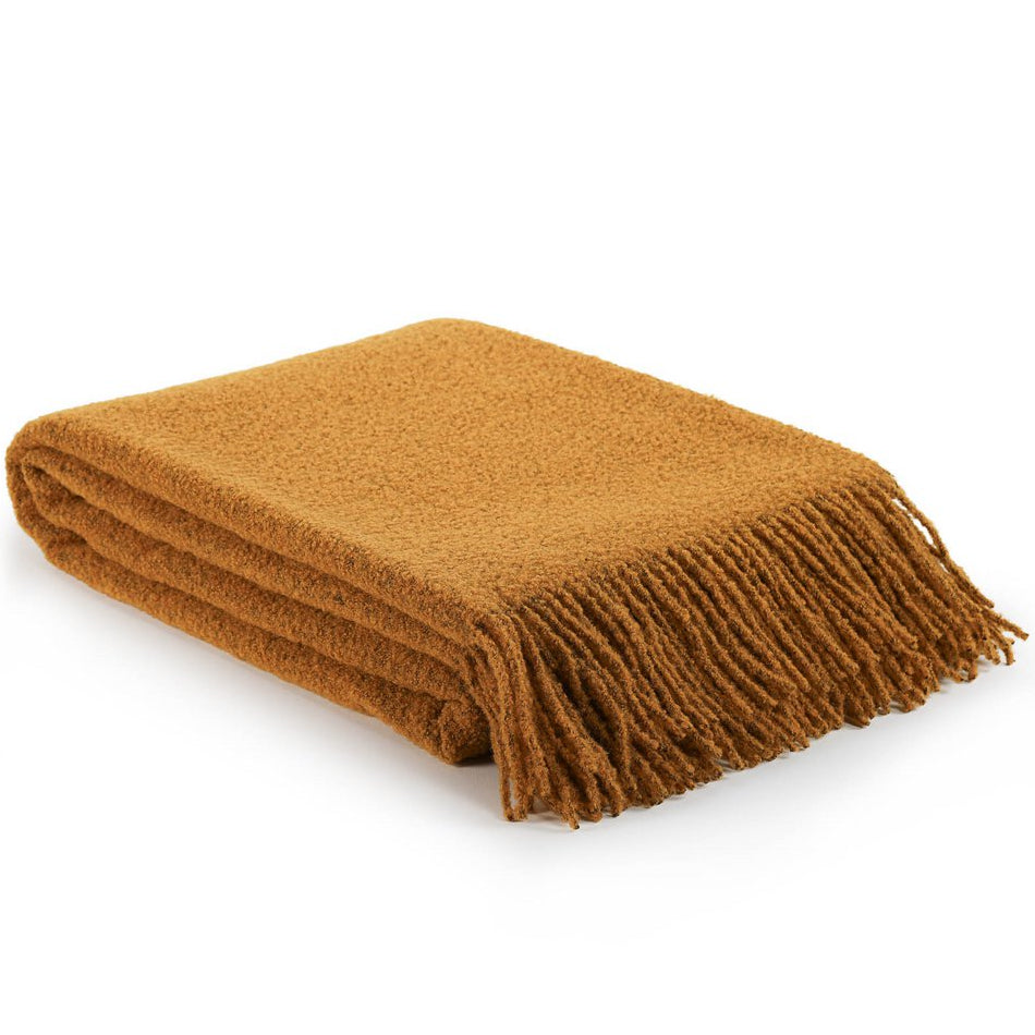 Wollen bouclé deken PARIS mosterdgeel MoST Blankets