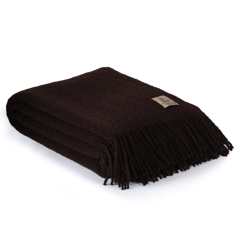 Wool bouclé throw blanket PARIS dark brown MoST Blankets