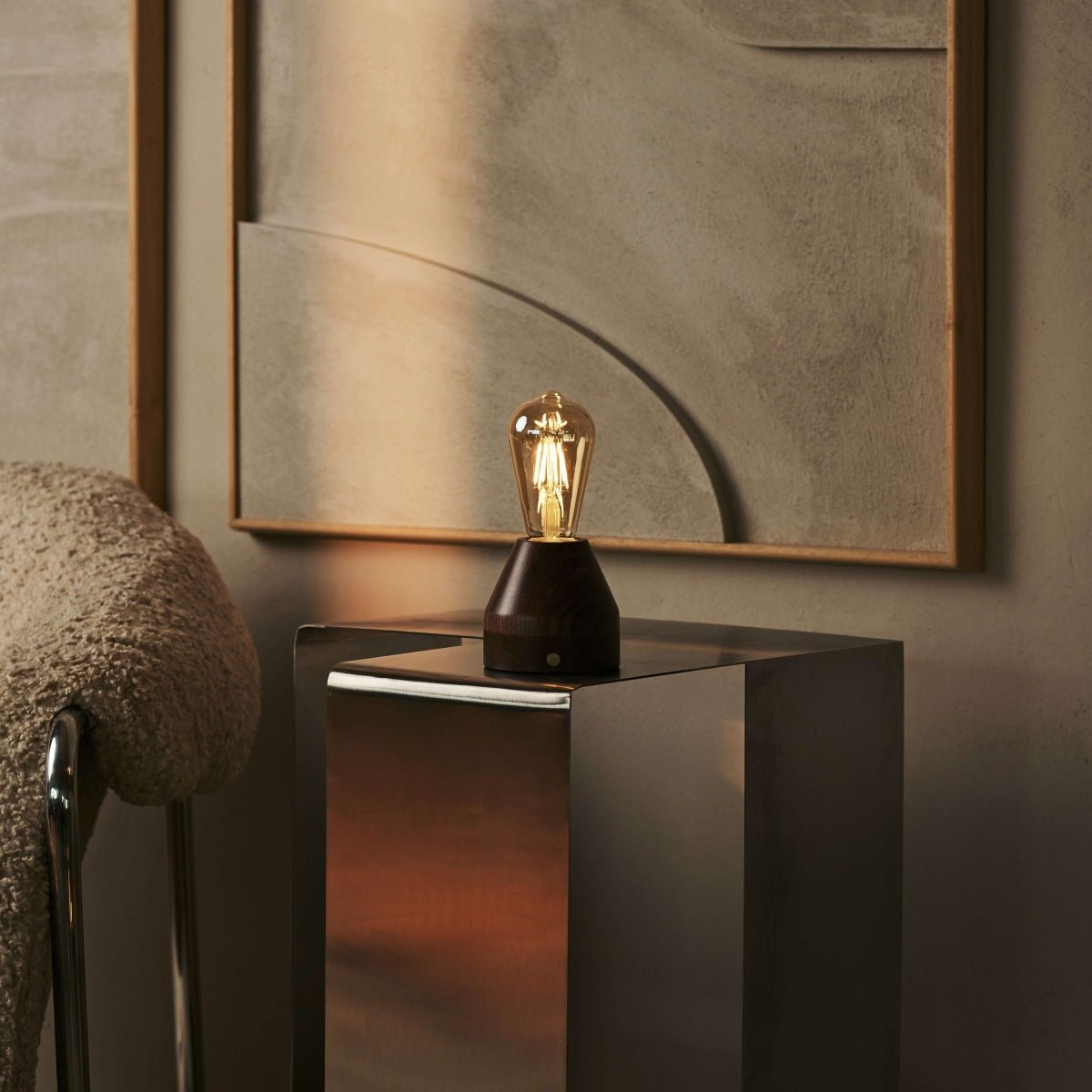 ZAVI WALNAUT Oplaadbare LED-tafellamp-Draadloos, dimpelbare, 100-uur batterij Tavellio - Amsterdam