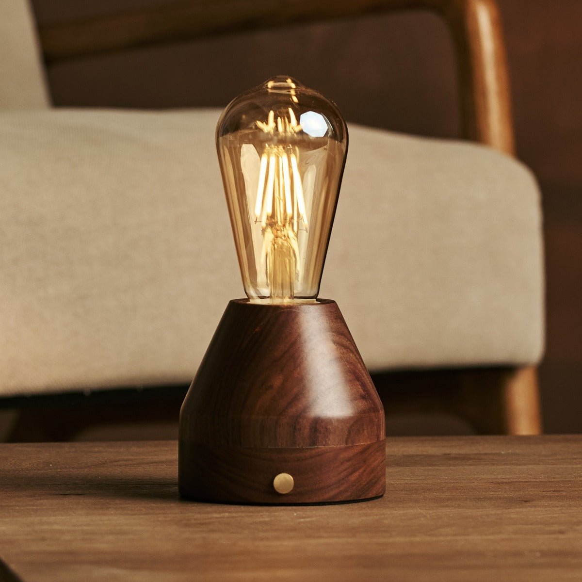 ZAVI WALNAUT Oplaadbare LED-tafellamp-Draadloos, dimpelbare, 100-uur batterij Tavellio - Amsterdam