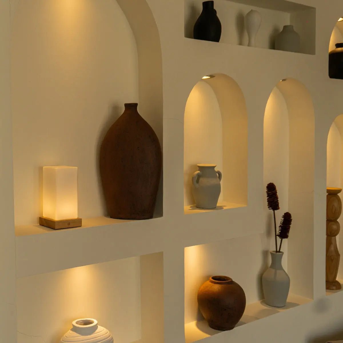 Zayn lichtbruine houten oplaadbare lamp L Dimmable & draadloze en goede batterij Tavellio - Amsterdam