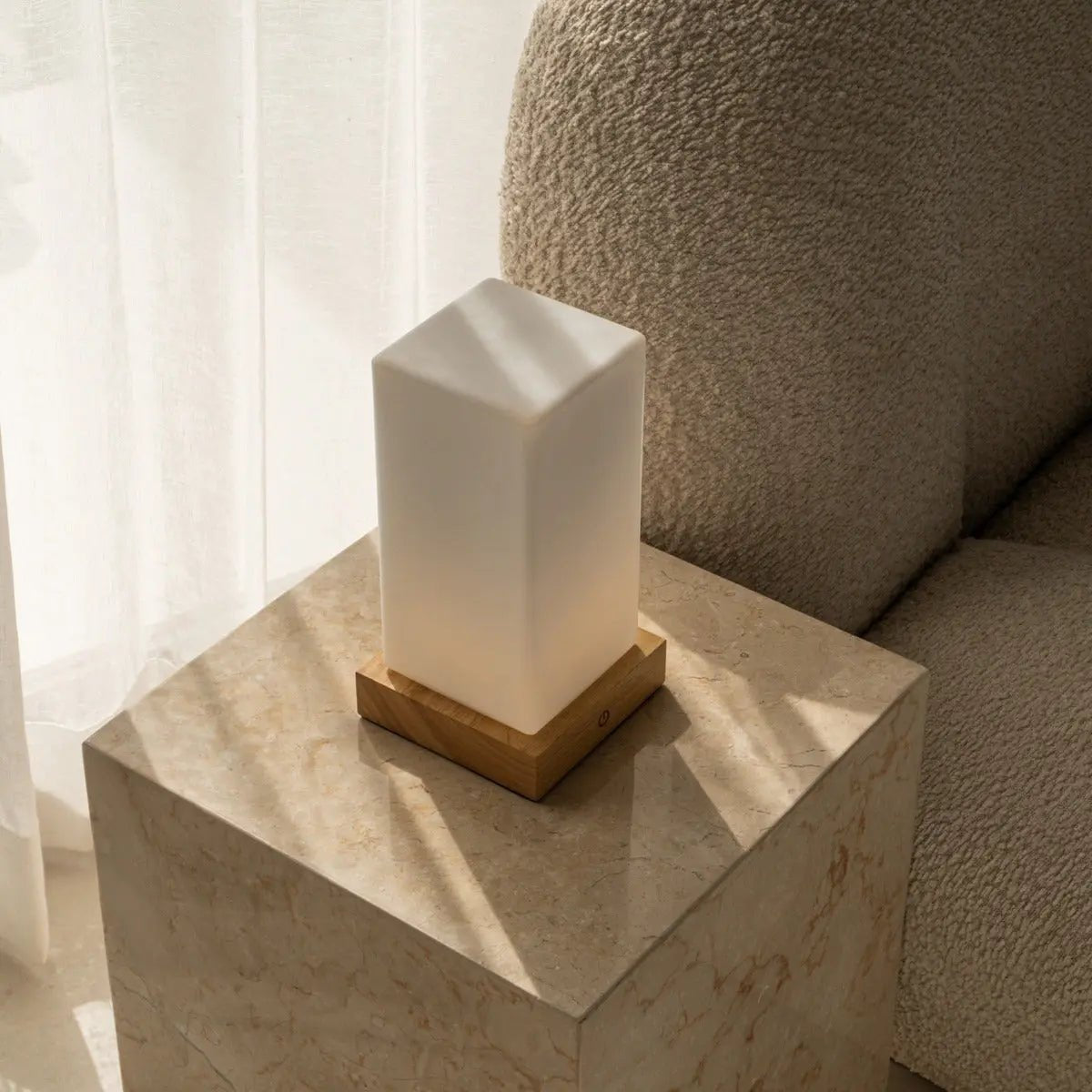 Zayn lichtbruine houten oplaadbare lamp L Dimmable & draadloze en goede batterij Tavellio - Amsterdam