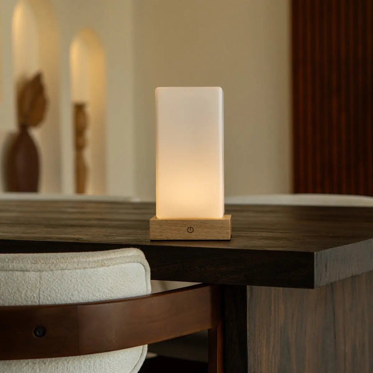 Zayn lichtbruine houten oplaadbare lamp L Dimmable & draadloze en goede batterij Tavellio - Amsterdam