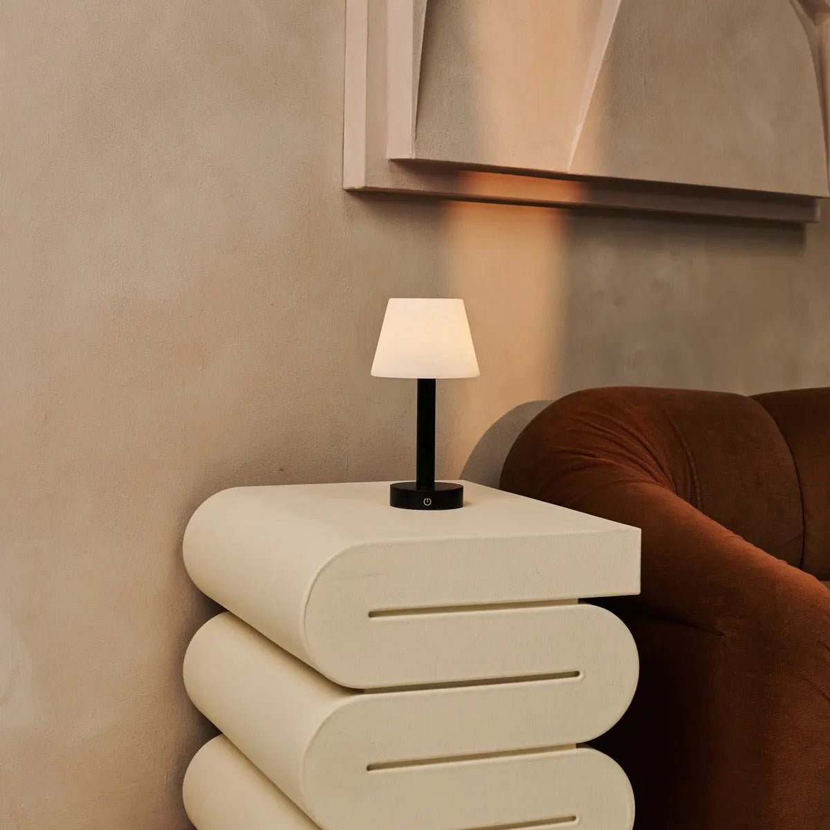 Zoë Zwarte Houten Oplaadbare Tafellamp | Dimbaar en draagbaar | Batterijduur van 80 uur Tavellio - Amsterdam