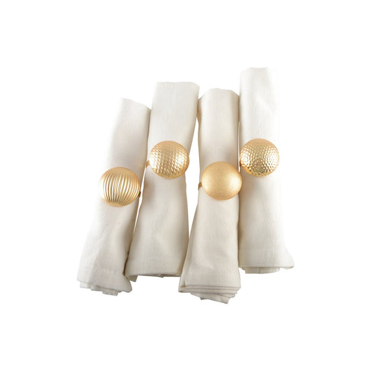 MATTE GOLD BUTTON NAPKIN RING - SET OF 4