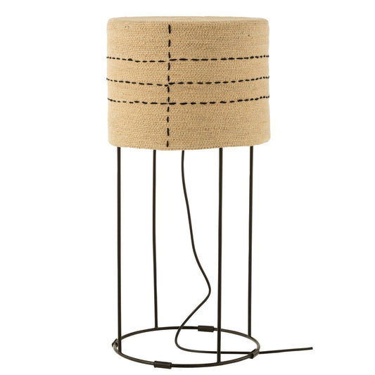 J-Line table lamp Dotted lines - metal/seagrass - natural/black