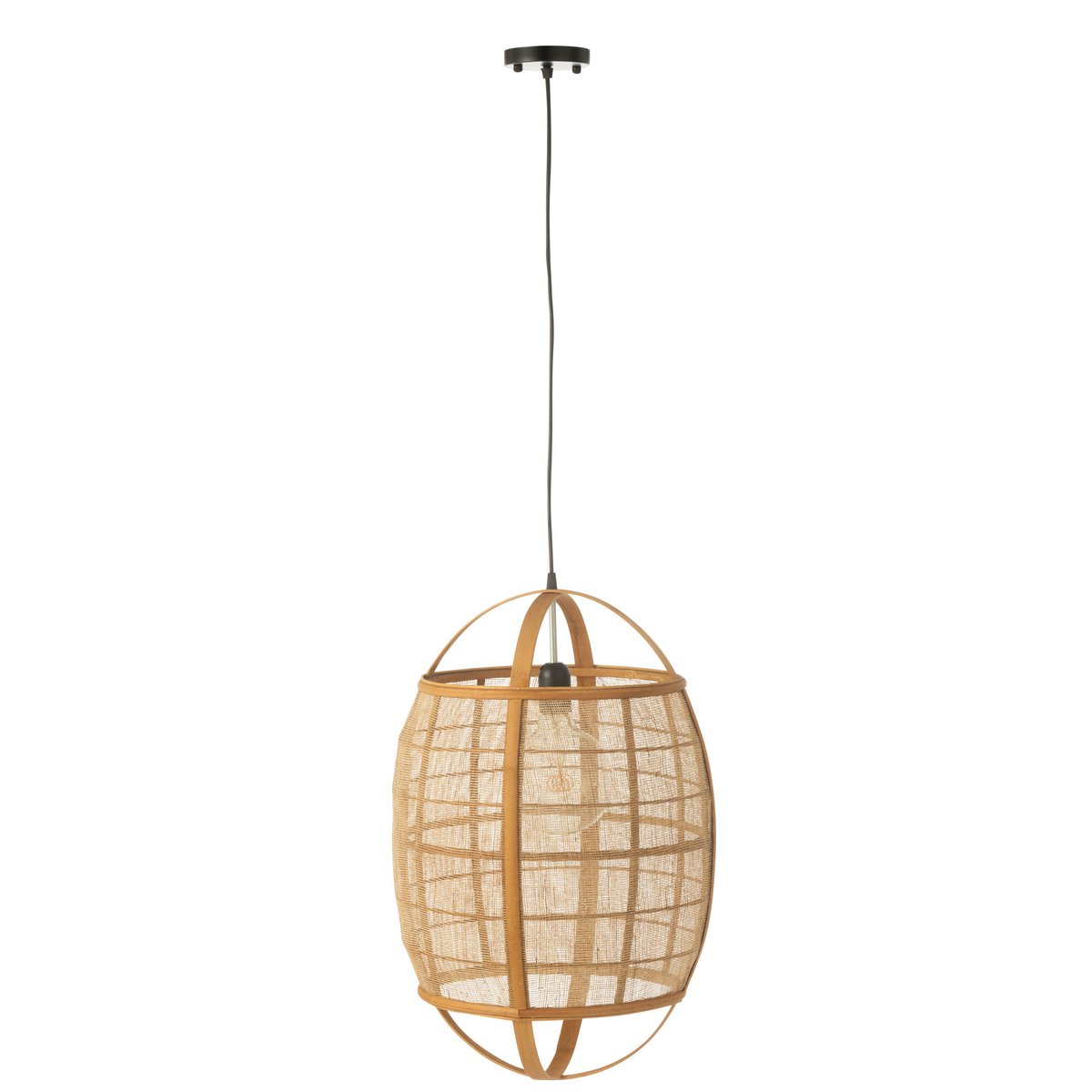 J-Line Hanglamp Ion Linnen/Bamboe Naturel Small