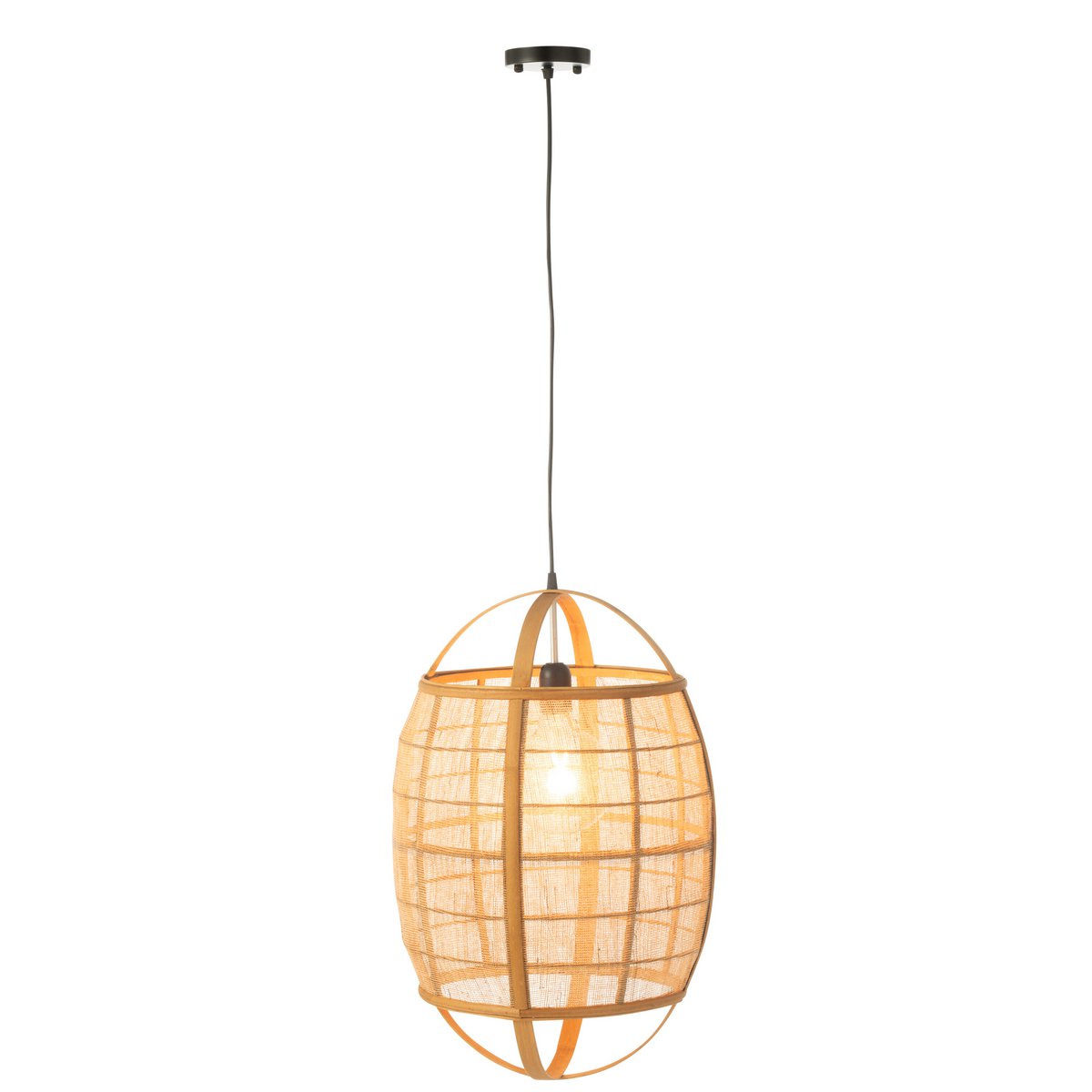 J-Line Hanglamp Ion Linnen/Bamboe Naturel Small