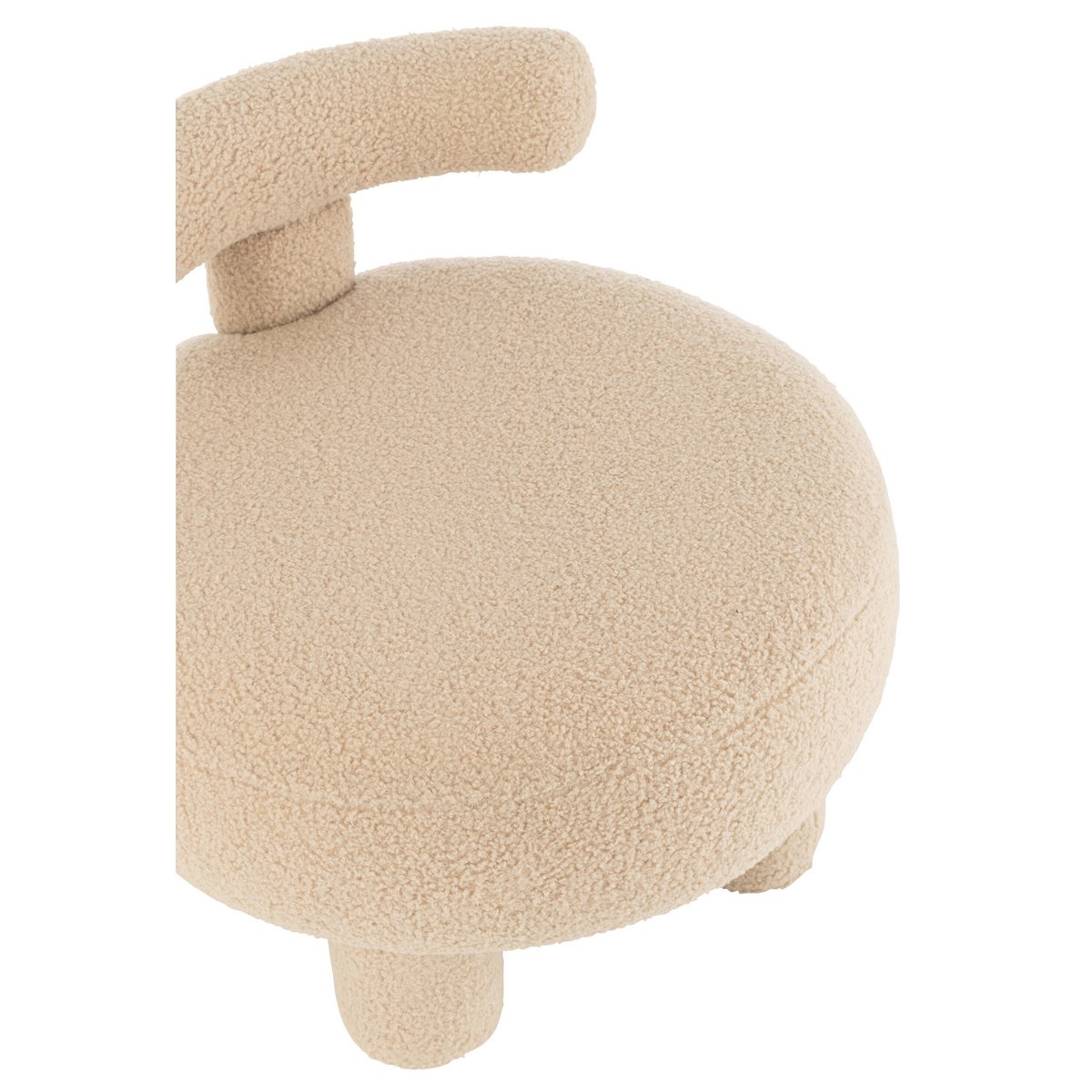 J-Line Kruk Rond Met Rugleuning Bouclé Warm Beige