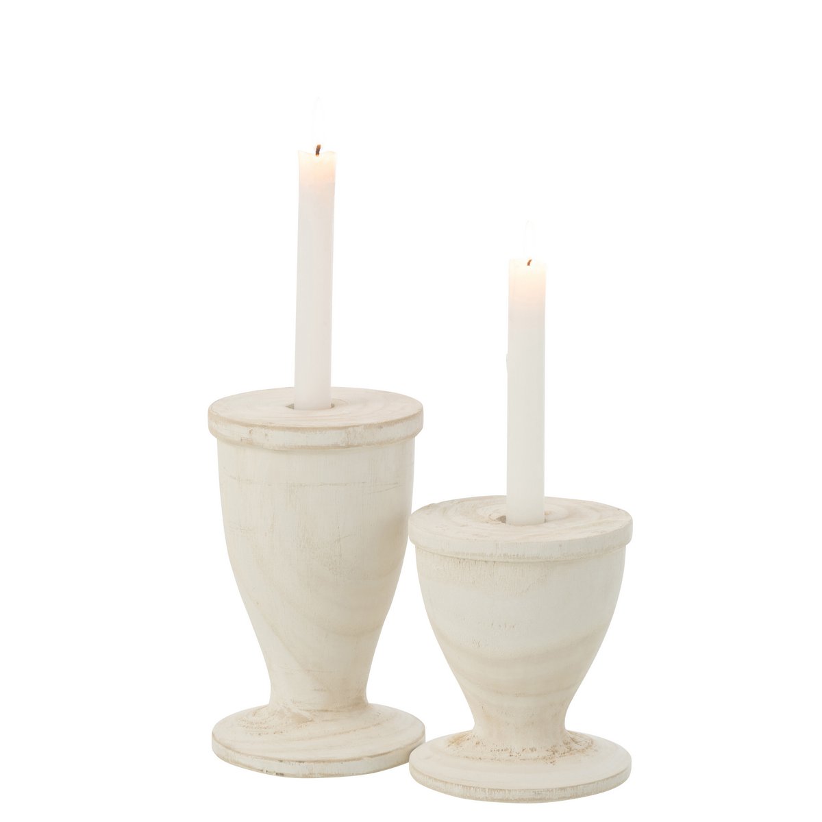 J-Line Candle holder - wood - white - large