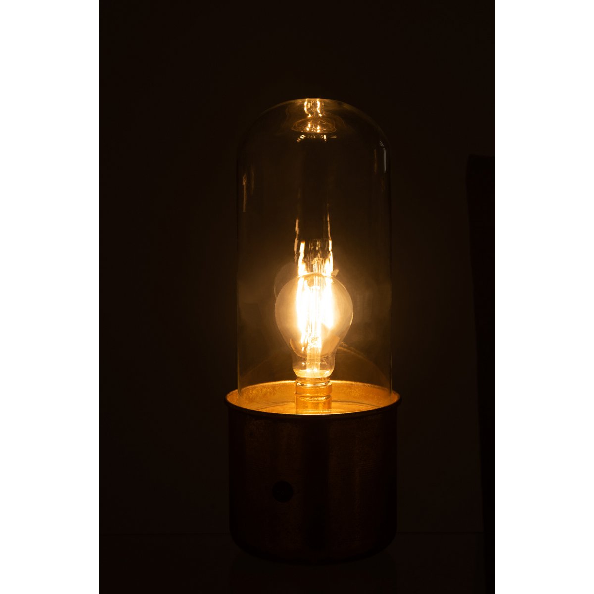 J-Line Tafellamp Antiek Led Glas/Zink Goud Small