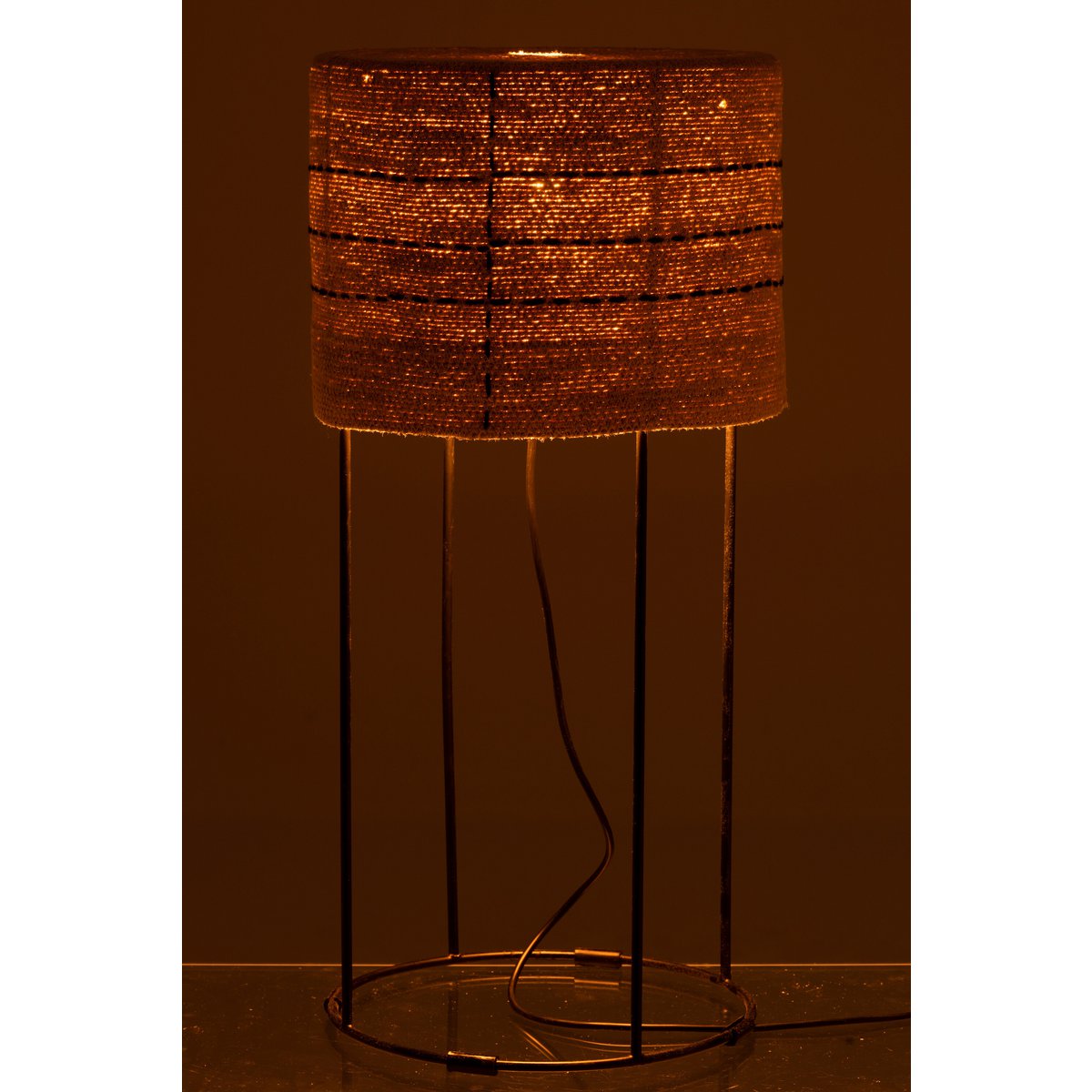 J-Line table lamp Dotted lines - metal/seagrass - natural/black