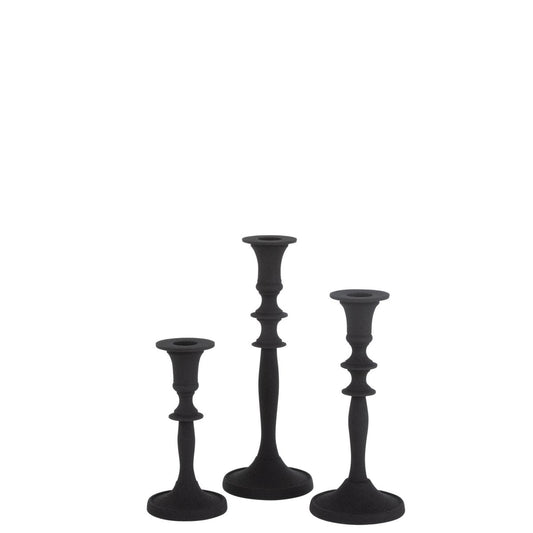 J-Line candle holder Classic - aluminum - black - 3 pieces