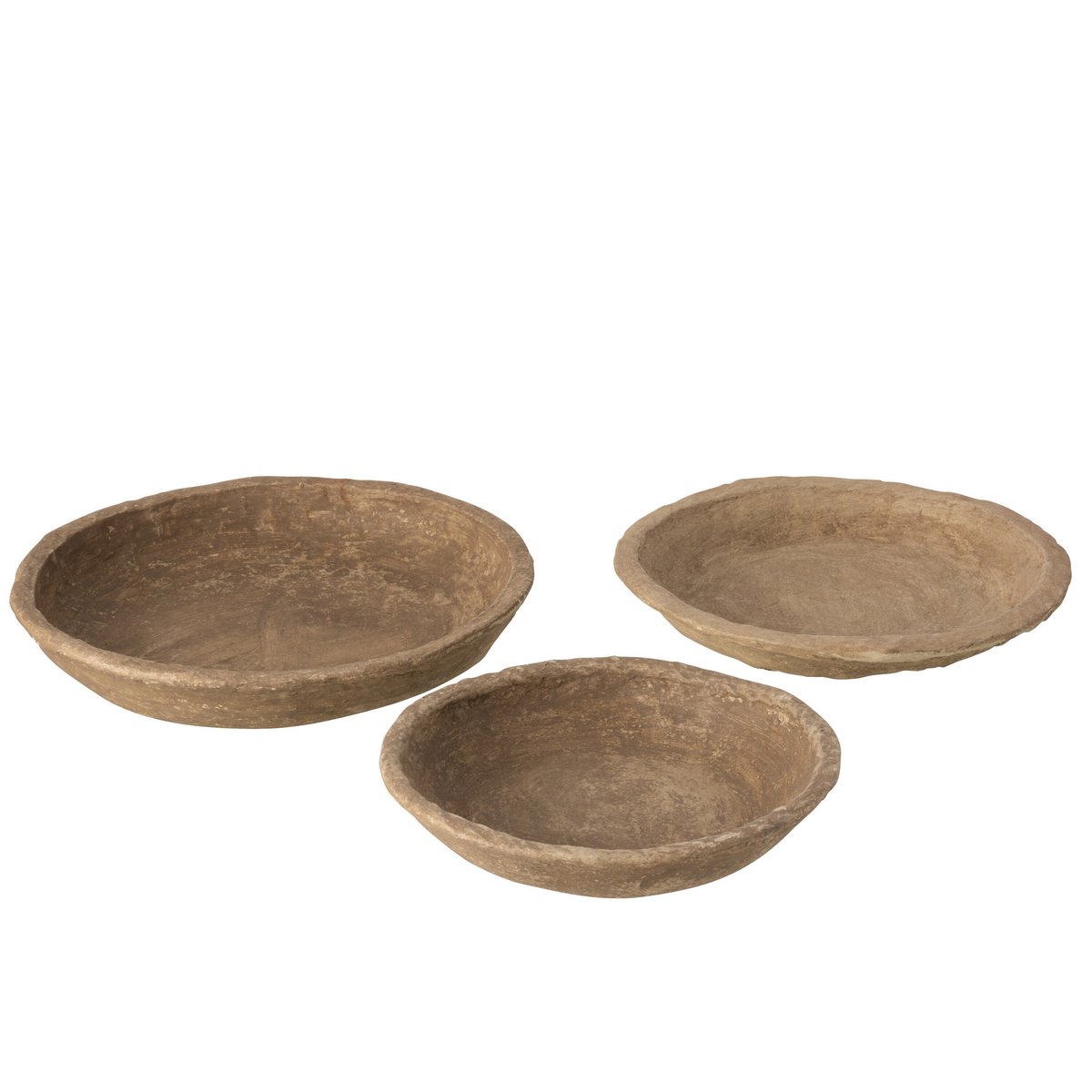 J-Line - set of 3 bowls - Chad Paper Mache - Brown