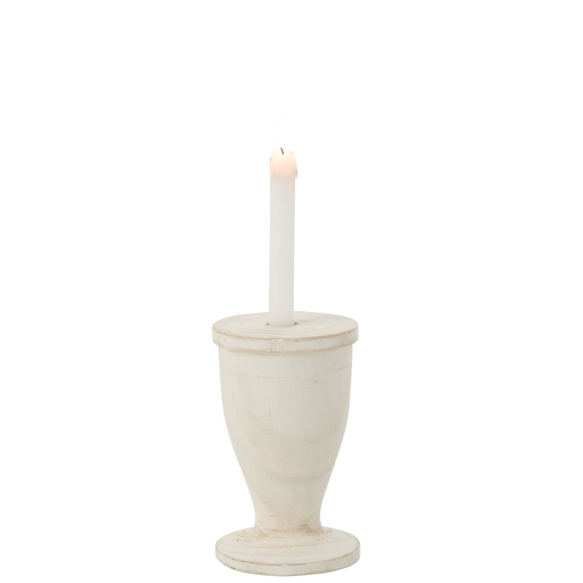 J-Line Candle holder - wood - white - large