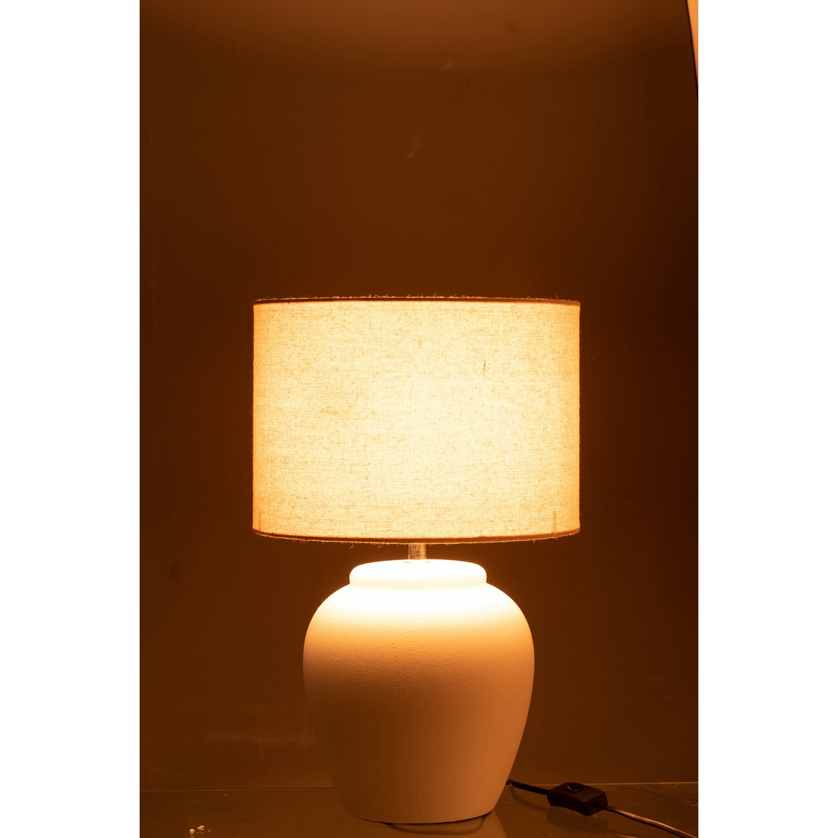 J-Line lamp Meli - schemerlamp - keramiek - linnen - wit - small