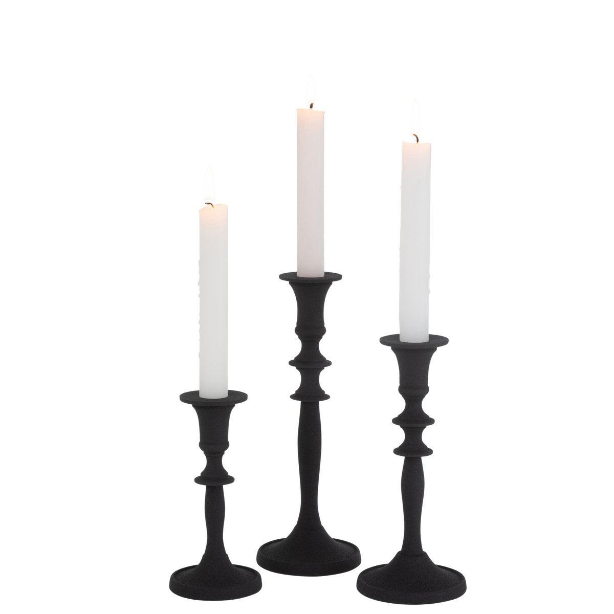 J-Line candle holder Classic - aluminum - black - 3 pieces