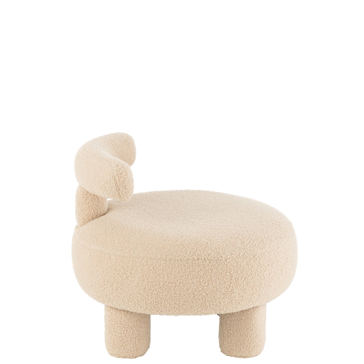 J-Line Kruk Rond Met Rugleuning Bouclé Warm Beige