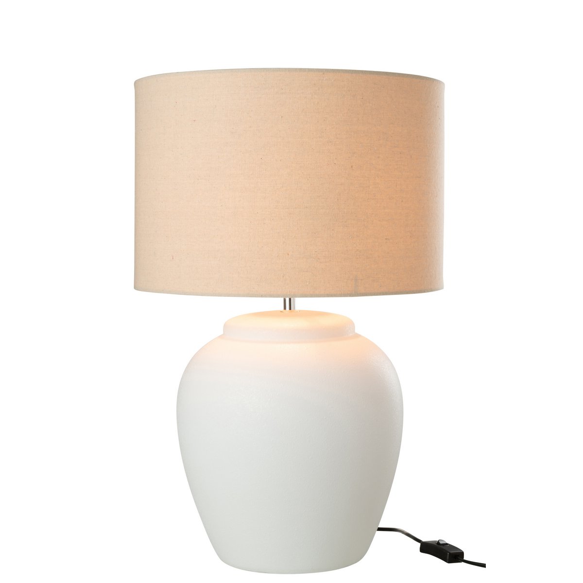 J-Line Lamp Meli - table lamp - ceramic - linen - white - large