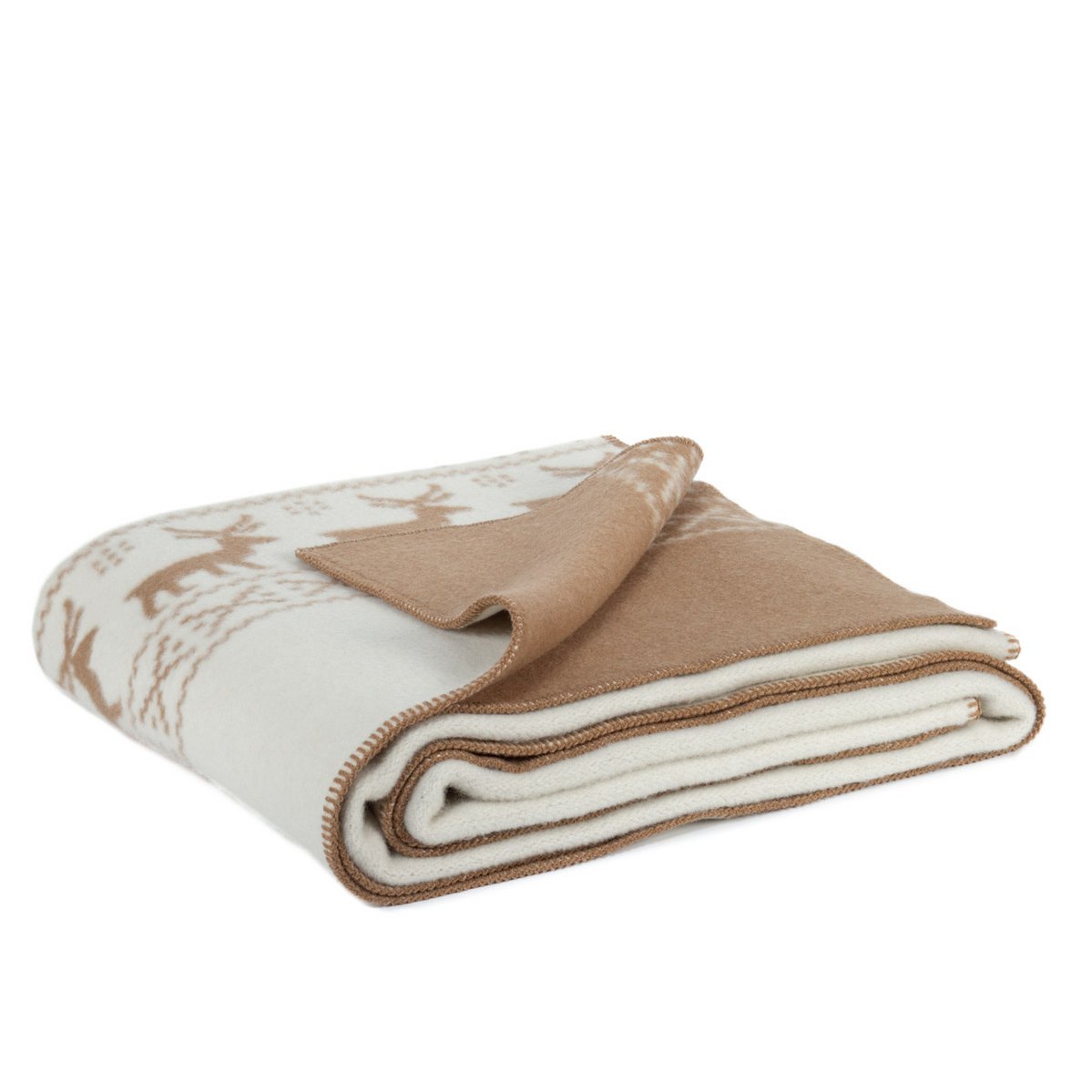 Beddeken van merinowol RENDEER - beige