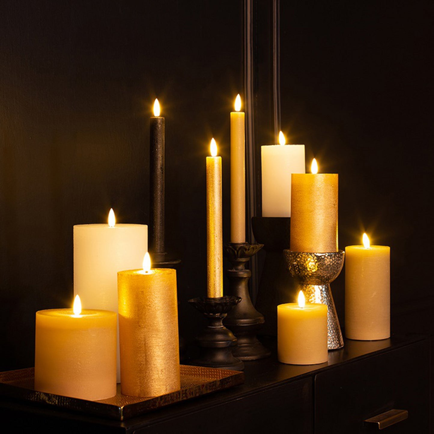 Pillar candle-LED-beige 