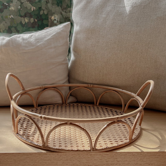 pre-loved - metal tray - bamboo look