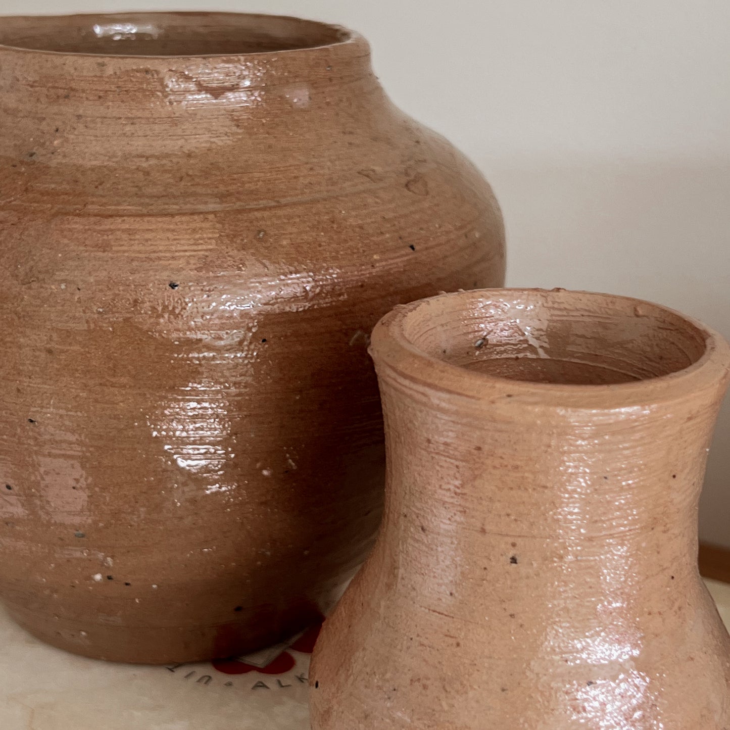 pre-loved - set of 7 Handmade Glazed Earthenware Pots/Vases