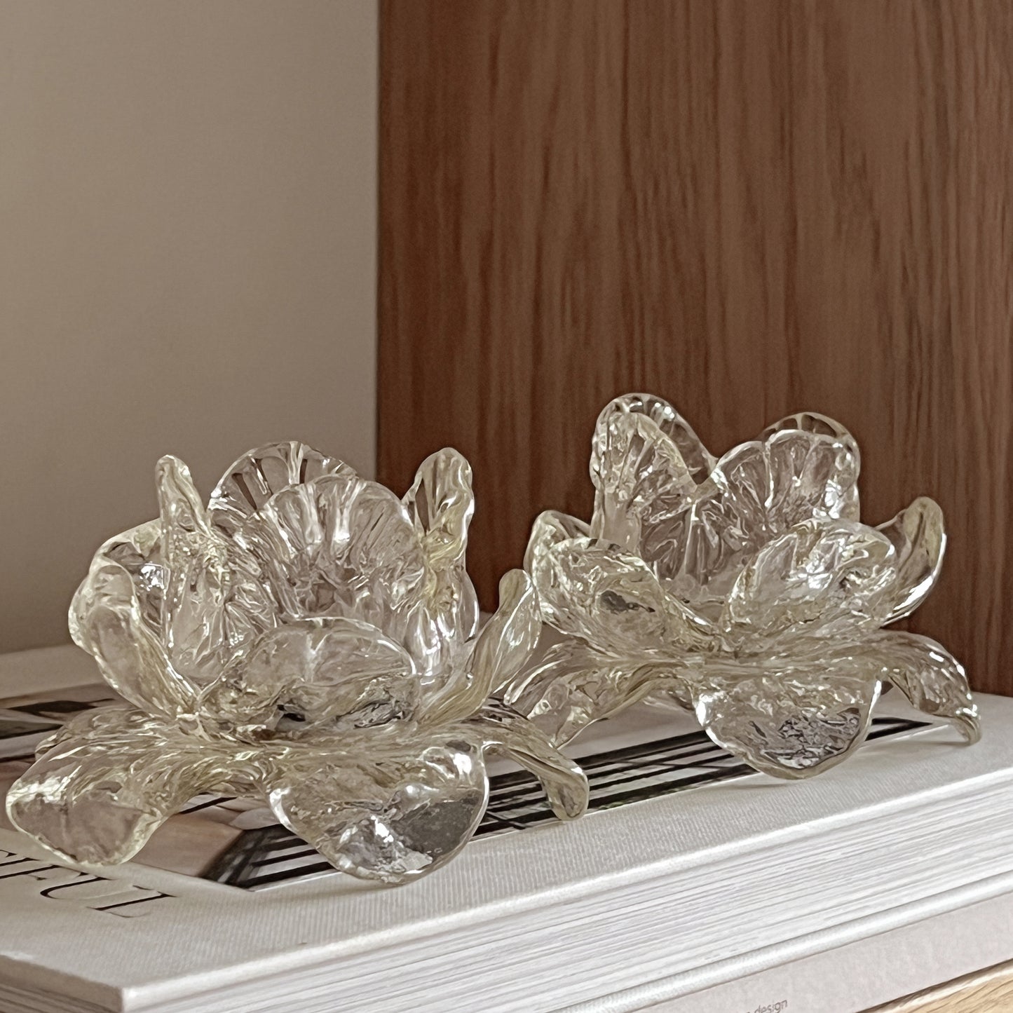 pre-loved - elegante glazen waxinelichthouders – perfect voor salontafel styling