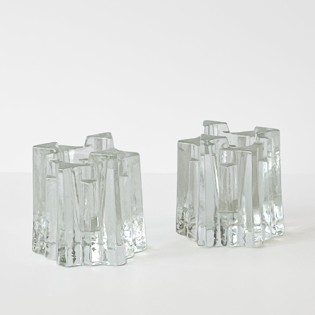 Vintage Starlight waxinelichthouders van glas – set van 2