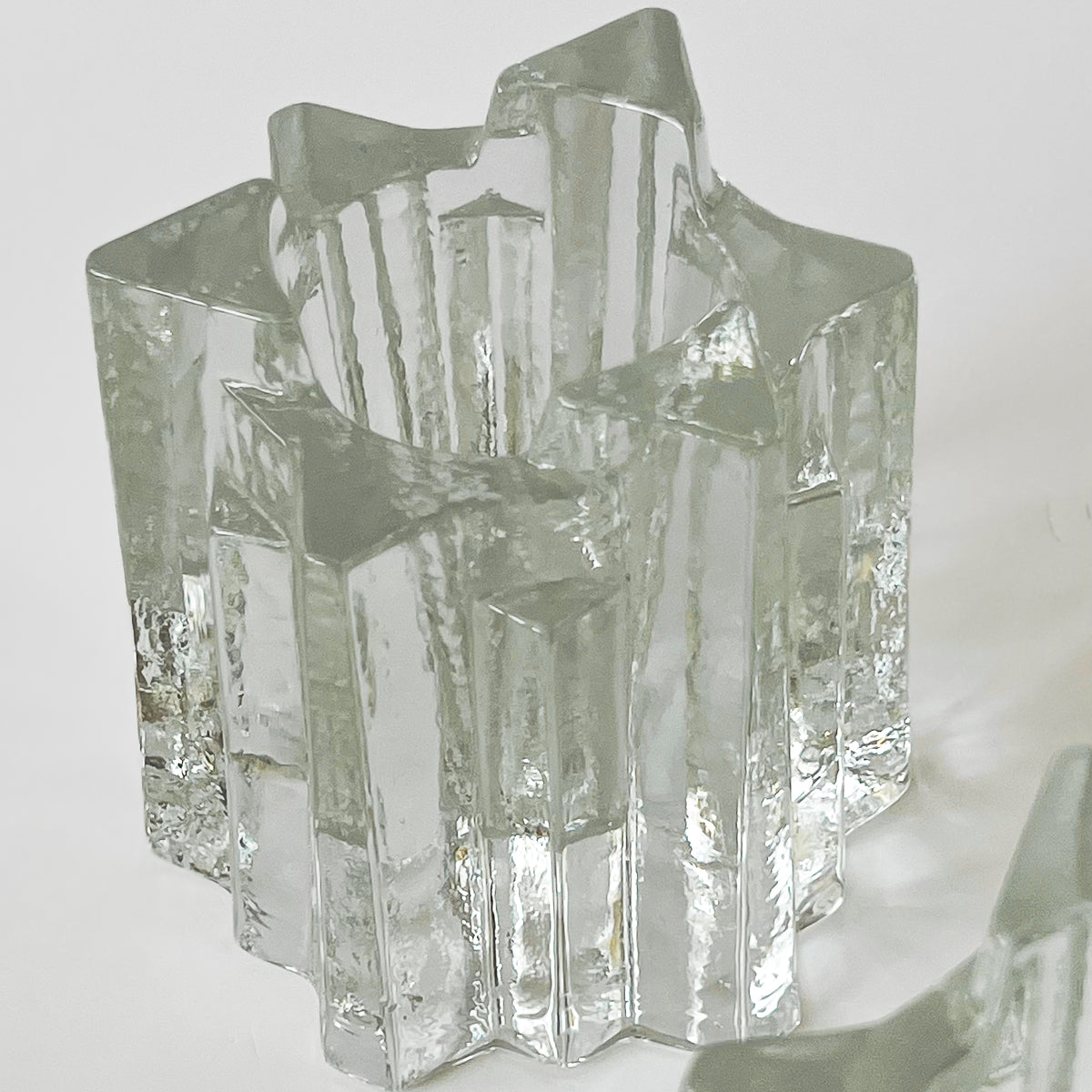 Vintage Starlight waxinelichthouders van glas – set van 2