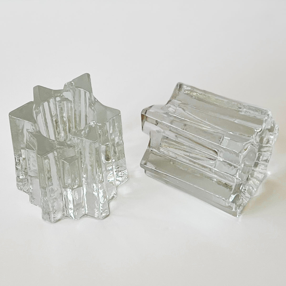 Vintage Starlight waxinelichthouders van glas – set van 2
