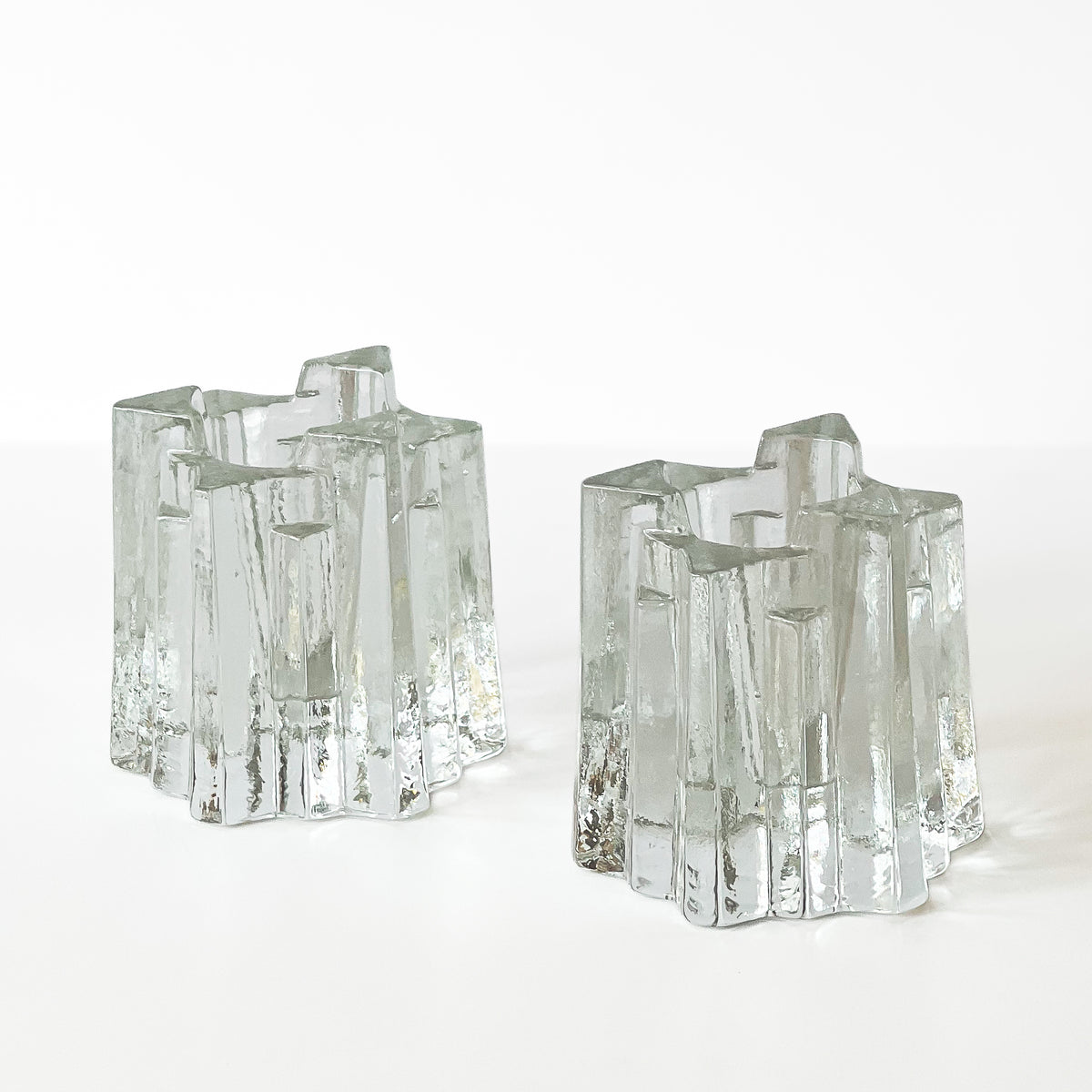 Vintage Starlight waxinelichthouders van glas – set van 2