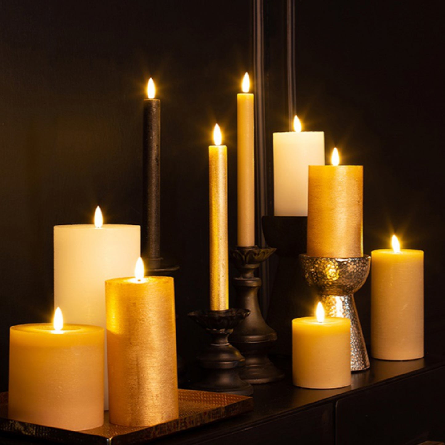 LED candle - dinner candle - beige/grey/cream white 