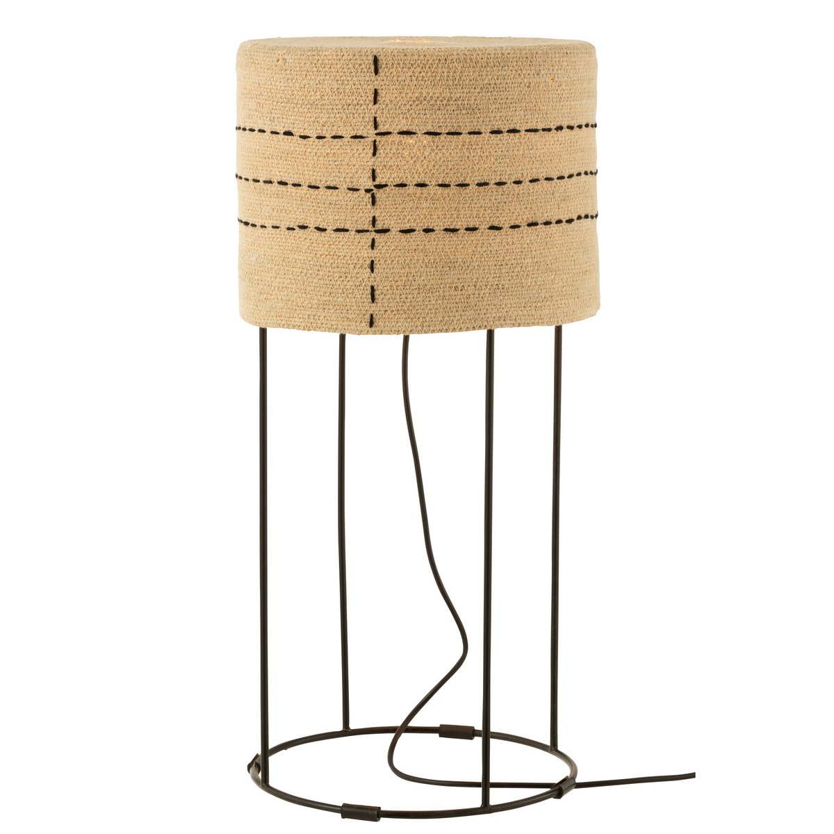 J-Line table lamp Dotted lines - metal/seagrass - natural/black