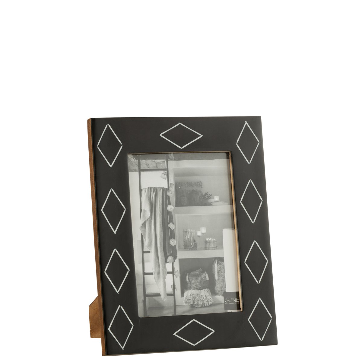 J-Line - photo frame rectangle - pattern - resin - black/white - large