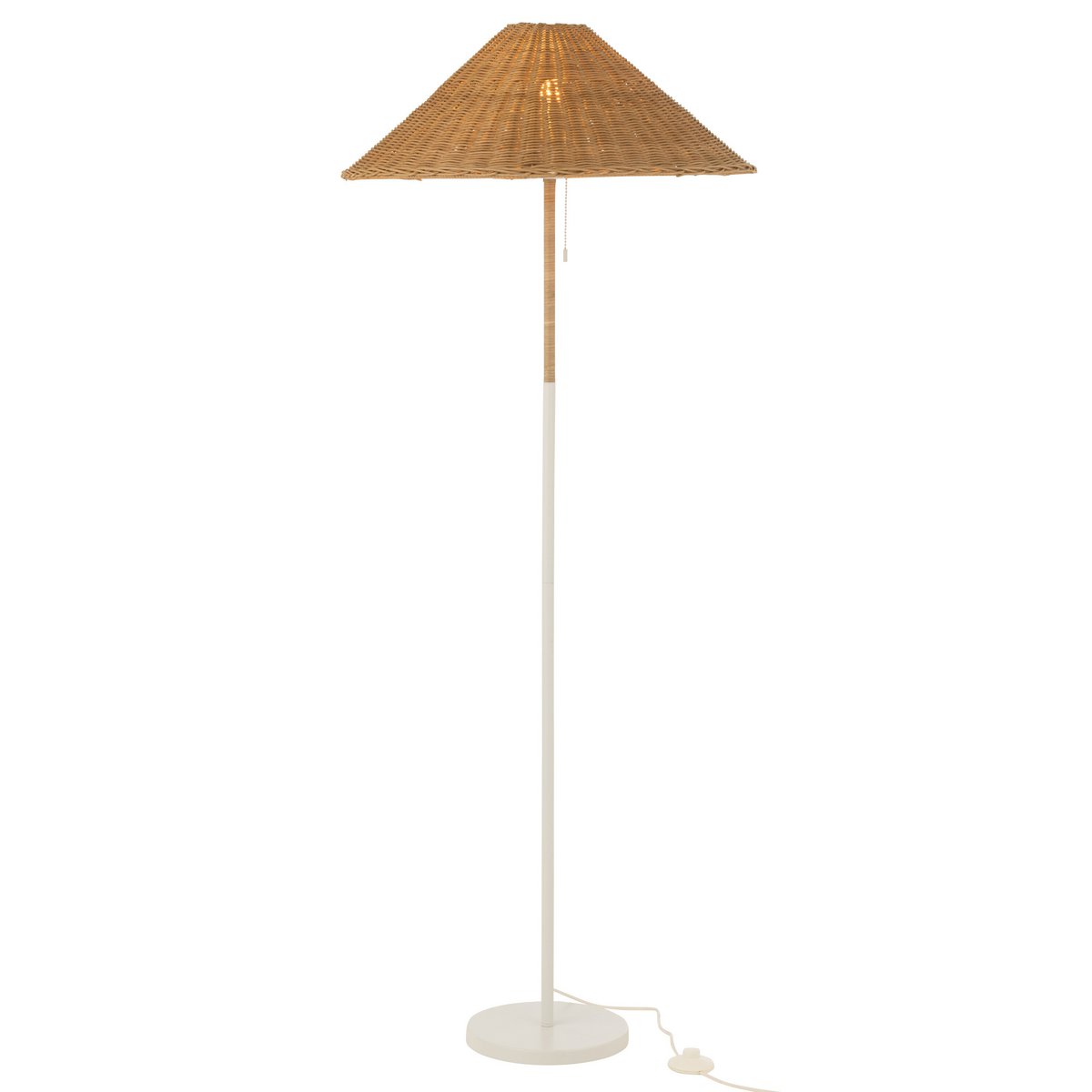 J-Line standing lamp - metal/rattan - white/natural