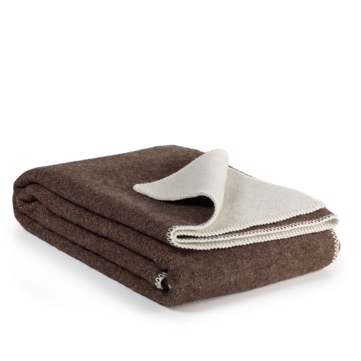 beddeken - plaid - Chocolate chip - 100% Nieuw-Zeelandse wol -  bruin-off white