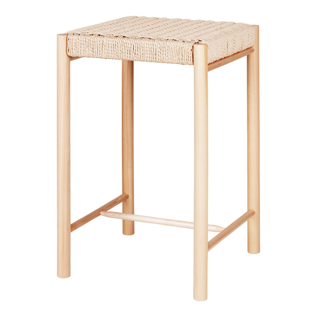 Abano Counter Chair - Natuurlijk, populierenhout/papierkoord, 42x42x66,5 cm House Nordic ApS