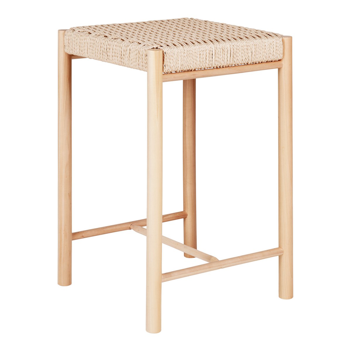 Abano Counter Chair - Natuurlijk, populierenhout/papierkoord, 42x42x66,5 cm House Nordic ApS