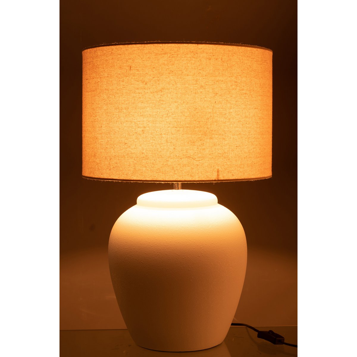 J-Line Lamp Meli - table lamp - ceramic - linen - white - large