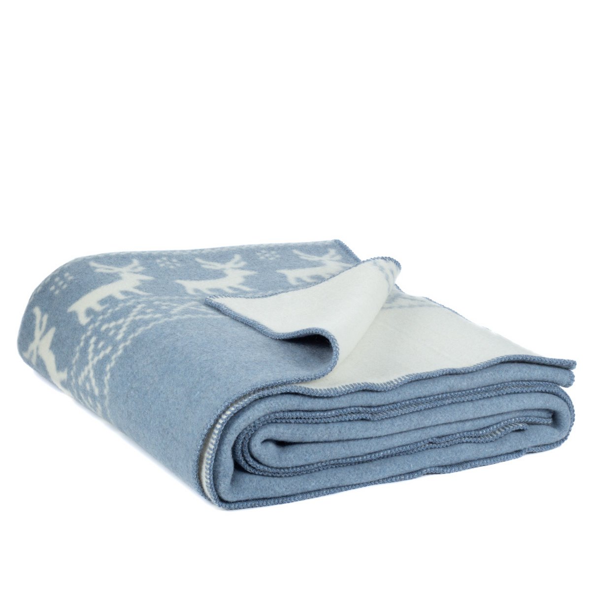 Beddeken van merinowol RENDEER - blauw MoST Blankets